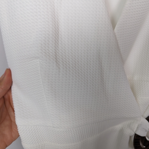 Anthropologie HUTCH S White Waffle Knit Wrap Midi Dress Belted Elegant Classic - Picture 7 of 10